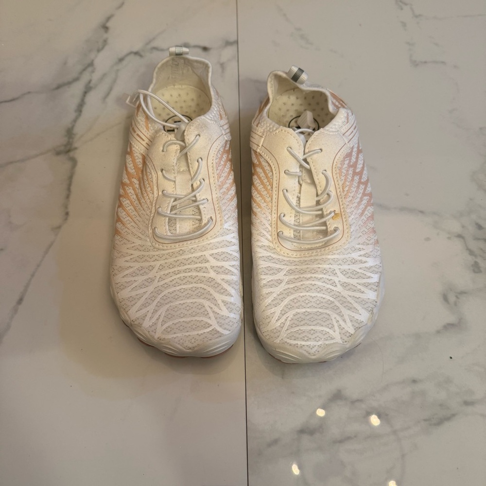 Stylish White and Orange Women's Sneakers